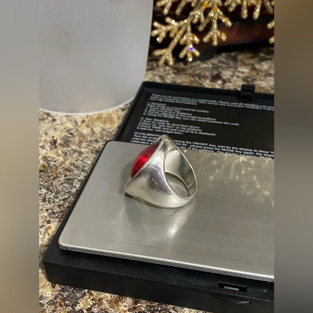 Antique Sterling Silver Deep Ruby Red Unisex Stat… - image 3